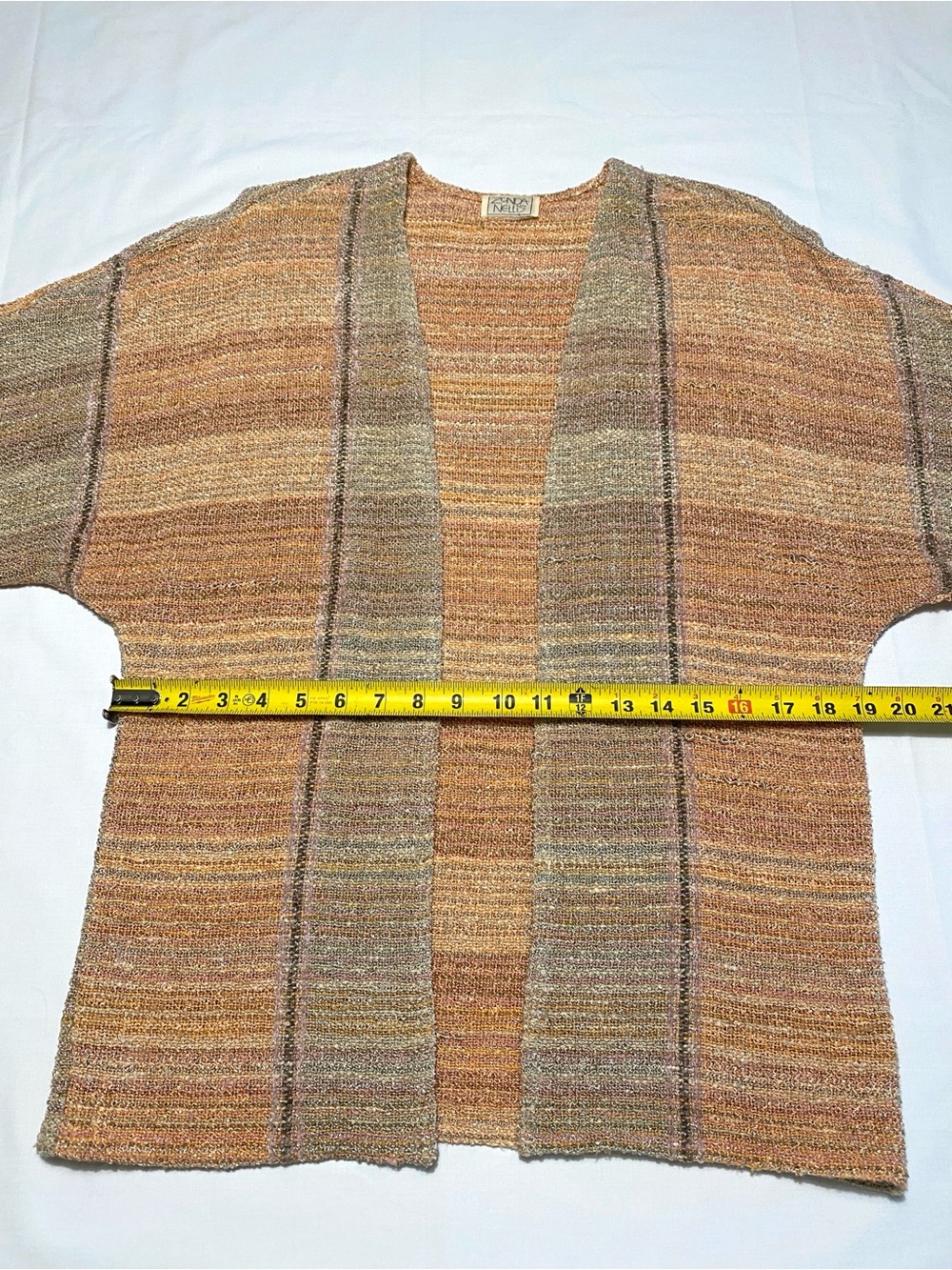 Vintage Zonda Nellis Open Cardigan Multicolour Woven Artisanal Knit S/M Boho - Picture 11 of 14